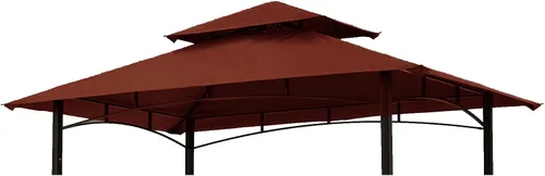 Toldo de repuesto para cenador de parrilla – Hugline 5x8 toldo de cenador de parrilla al aire libre doble nivel con techo para barbacoa, cubre