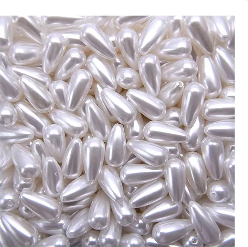 Miniatura 9 de Cuentas de perlas de imitación, cuentas de joyería de perlas de plástico blanco con agujero recto en forma de gota, cuentas de imitación de perlas