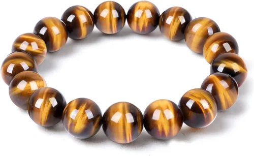 Pulsera de ojo de tigre para hombres y mujeres, pulsera antiansiedad, alivio del estrés y confianza, hecha a mano, piedra natural, cuentas de