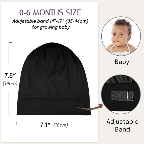 Miniatura 5 de OLESILK Gorro de Seda para Bebé de 0-6 Meses - Gorro de Cabello para Niños Pequeños de Seda de Morera 100%, Gorro de Noche Ajustable para Dormir