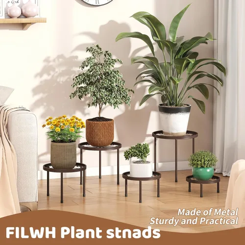 Miniatura 5 de Soporte para plantas para interiores y exteriores, paquete de 5 soportes de metal resistente, múltiples plantas, soporte de hierro antioxidante