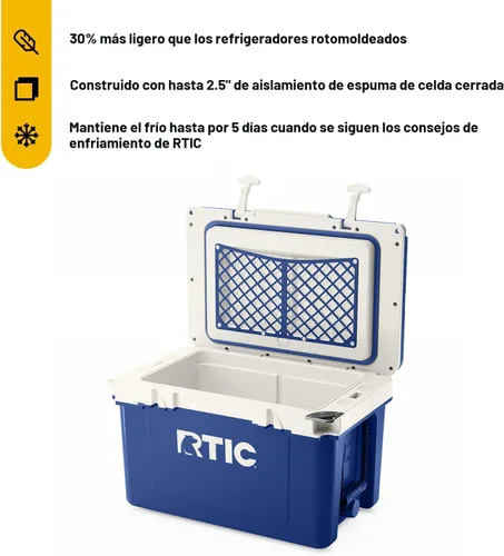 Miniatura 2 de RTIC Enfriador duro ultraligero de 32 cuartos de galón, baúl de hielo portátil aislado de 13 libras, capacidad de 48 latas, retención de hielo de 5