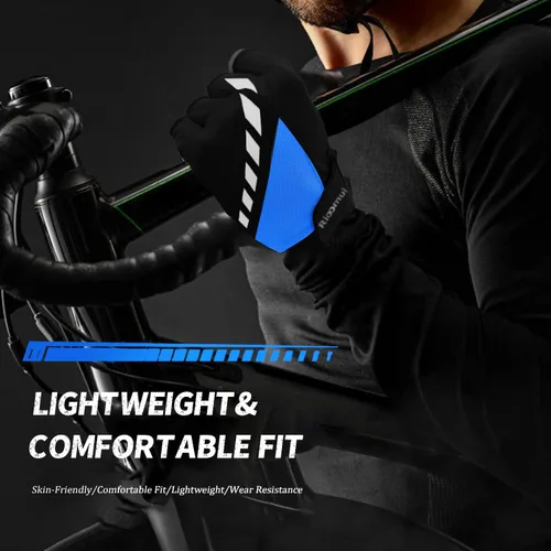 Miniatura 7 de Guantes de ciclismo, guantes de ciclismo acolchados de gel para hombres, antideslizantes, absorben los golpes, ligeros y transpirables, diseño