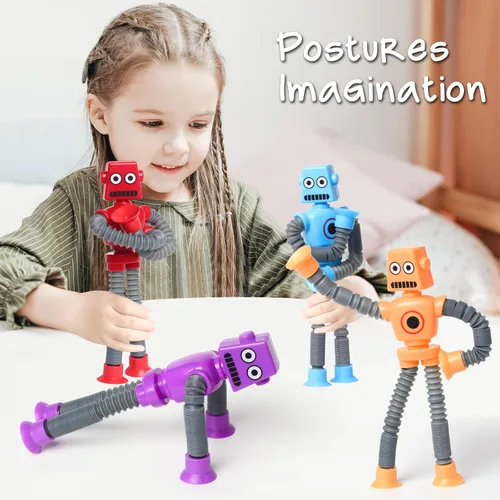 Miniatura 3 de Regalo de Día de San Valentín para niños pequeños, niños de 3, 4, 5, 6, 7, 8 años, 4 piezas de juguete de robot con ventosa telescópica, juguetes