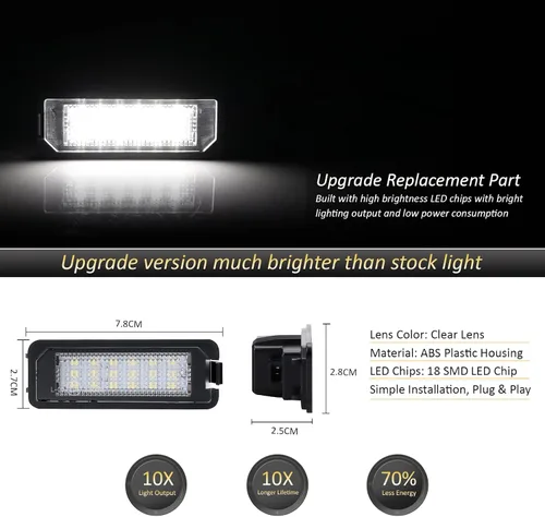 Miniatura 2 de D-Lumina Luces LED para matrícula, montaje de lámpara para Volkswagen VW Golf GTI MK4 MK5 MK6 MK7 CC Rabbit Polo EOS Phaeton Beetle Passat Scirocco