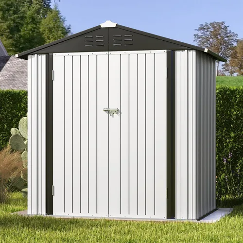 Miniatura 12 de Patiowell Cobertizo de almacenamiento al aire libre de 5 x 3 pies, cobertizo de herramientas con techo inclinado y puerta con cerradura, cobertizo
