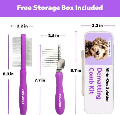 Miniatura 6 de Kit de peine desmenuzador sin dolor para perros y gatos, rastrillo desmenuzador y peine desenredante de doble cara, cepillo para desmenuzar perros