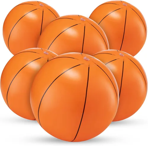 Pelotas inflables de playa de baloncesto (paquete de 6) – Pelotas de playa duraderas de 16 pulgadas para niños, juguetes de piscina de verano,