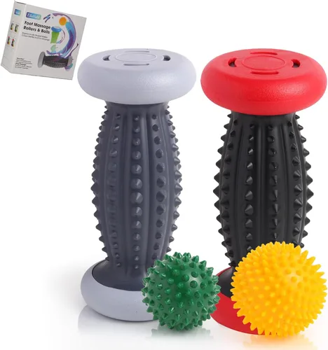 Miniatura 9 de Alivio de la fascitis plantar, rodillo de pies y masajeador para fascitis plantar, neuropatía y reflexología, rodillo de masaje de 2 pies y bola