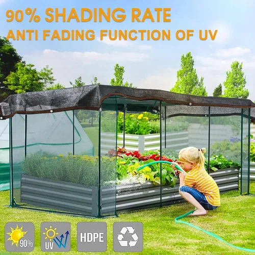 Miniatura 5 de Tela de sombra 90% negra para patio, lona de malla de 3 x 3 pies con ojales, protección solar para jardín, invernadero, pérgola, plantas, gallinero