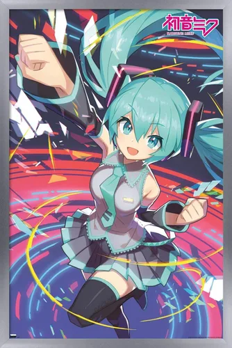 Miniatura 11 de Hatsune Miku - Póster de pared con puño, 22.4 pulgadas de largo x 14.7 pulgadas de ancho, versión enmarcada de madera de granero