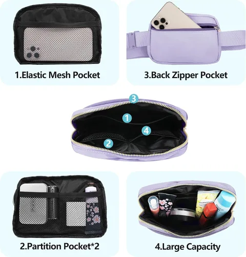 Miniatura 56 de Riñonera cruzada para mujeres y hombres, bolsa para cinturón para senderismo con correa ajustable, riñonera para correr, entrenamiento, deportes