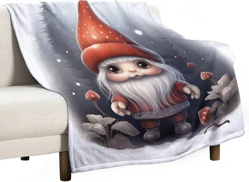 Miniatura 44 de Manta de Navidad de gnomo, manta de Navidad suave y cálida de 30 x 40 pulgadas, manta de franela cálida para cama, sofá, regalos para niños