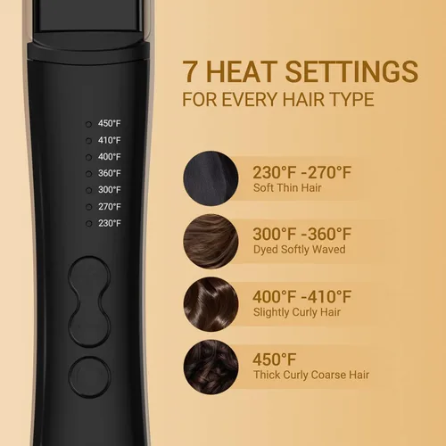 Miniatura 4 de Plancha de pelo profesional de turmalina de cerámica, alisadora y riza, 2 en 1, temperatura ajustable de hasta 450 ℉, evita enganches