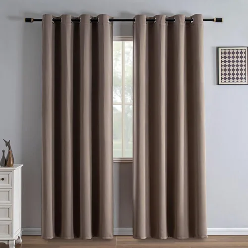 Miniatura 30 de IGEMAEVE Cortinas 100% opacas de 108 pulgadas de largo para dormitorio, juego de 2 paneles de cortinas opacas con bolsillo para barra y pestaña
