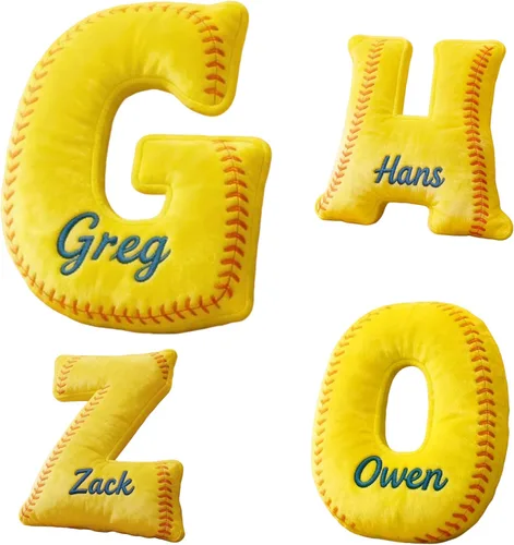 Miniatura 17 de Almohada de béisbol personalizada con monograma con nombre personalizado de letras de béisbol para abrazar, almohadas decorativas de Navidad, cojín