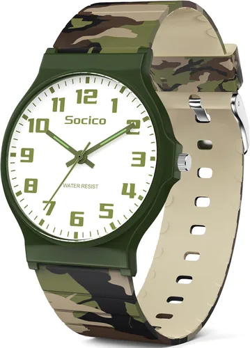 Miniatura 15 de SOCICO Reloj Analógico para Niños y Niñas, Dial Delgado 30M Resistente al Agua Reloj Deportivo de Camuflaje, Relojes de Pulsera Fáciles de Leer