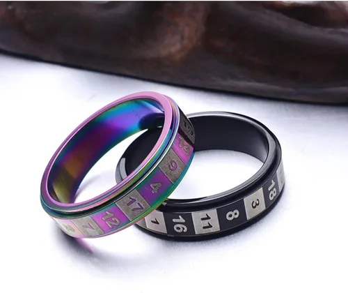 Miniatura 4 de Anillos para ansiedad para hombres, números giratorios de 0.236 pulgadas, anillo giratorio anti estrés, colorido/negro, tamaño 6-11