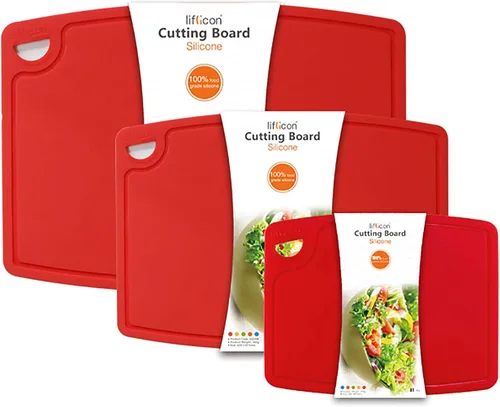 Miniatura 17 de Liflicon Tablas de corte de silicona gruesas para cocina, juego de tablas de cortar/esteras de silicona de 2 piezas extra grandes 37 cm x 26.5 cm