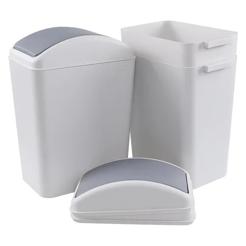 Miniatura 11 de Asking Cubo de basura pequeño de 1.8 galones con tapa abatible, cubo de basura de plástico, color gris
