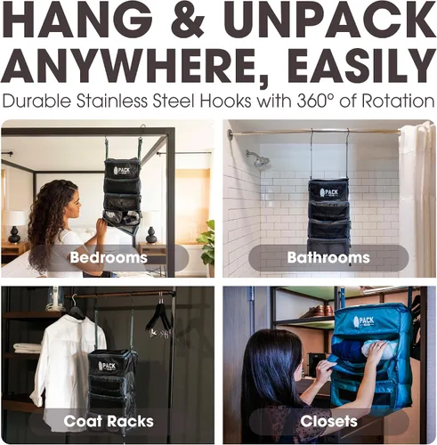 Miniatura 6 de Pack Gear Organizador colgante de maleta, cubos de embalaje plegables esenciales de viaje, paquete grande o equipaje de mano, organizador de estante