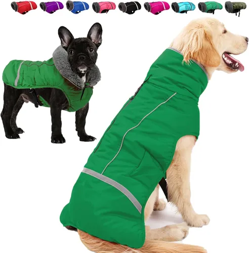 Miniatura 13 de Doglay Abrigo para Perro, Chaqueta Impermeable para Perro Abrigo de Invierno para Mascotas para Clima Frío con Cuello Peludo Grueso, Chaqueta