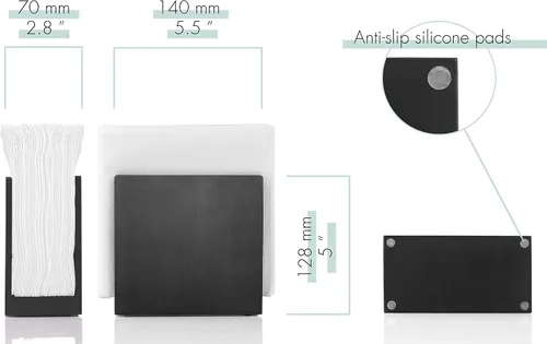 Miniatura 3 de Servilletero para mesa – Servilleteros de madera de granja, negro simple vertical vertical mesa de comedor dispensador de servilletas de cóctel