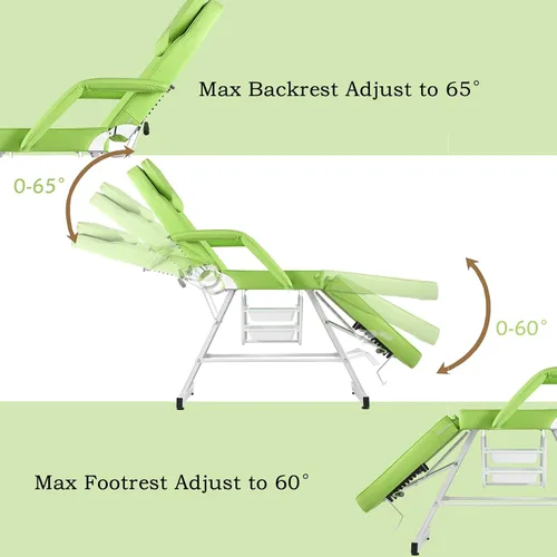 Miniatura 7 de Silla facial, silla de tatuaje, mesa de masaje de 73 pulgadas, cama de spa facial, cama de spa ajustable, equipo de salón de belleza facial Verde