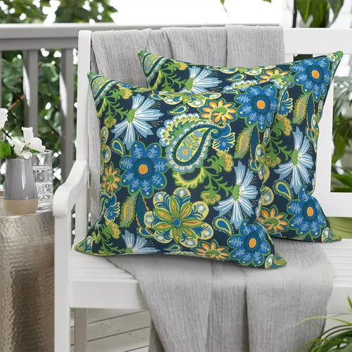Miniatura 829 de Juego de 2 almohadas para exteriores de 16 x 16 pulgadas, repelentes al agua con interiores, para muebles de patio, hogar, jardín, geometría bohemia