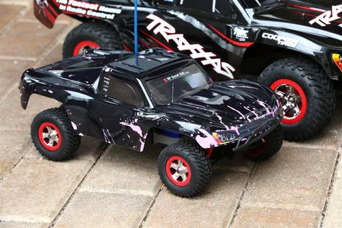 Miniatura 2 de SummitLink Reemplazo de cuerpo personalizado compatible con color rosa fangoso sobre negro para automóvil o camión RC escala 1/16