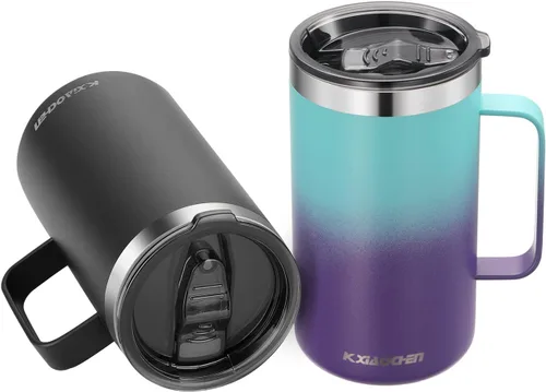 Miniatura 11 de KXIAOCHEN - Taza de café aislada de 20 onzas con tapa, taza de café de acero inoxidable, vaso de café de doble pared con aislamiento al vacío