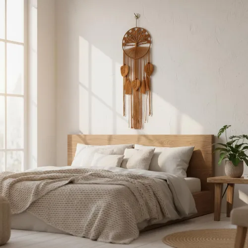 Miniatura 6 de Tapiz de macramé para colgar en la pared, diseño de árbol de la vida, tejido a mano para dormitorio, sala de estar, pasillo, símbolo de crecimiento