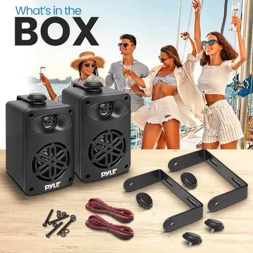 Miniatura 2 de PYLE Altavoces al Aire Libre - Altavoces Impermeables de Grado Marino, Montaje Universal, Construcción de ABS Resistente - Uso en Barco, Patio, Negro
