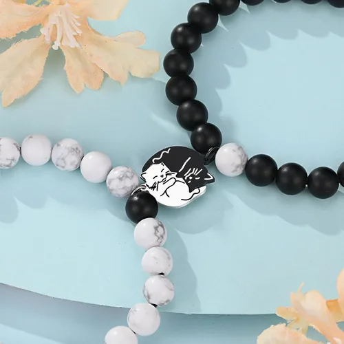 Miniatura 7 de UNGENT THEM Pulseras a juego con diseño de gato lindo para parejas, regalo de Navidad, aniversario, cumpleaños, "I Love You", para mujeres y hombres