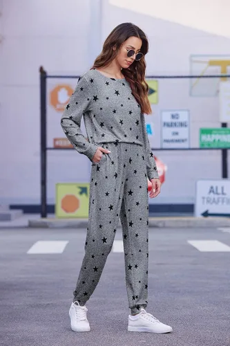 Miniatura 2 de Ekouaer - Pijama para mujer, de manga larga, con estampado de estrellas, suave ropa de dormir con bolsillos