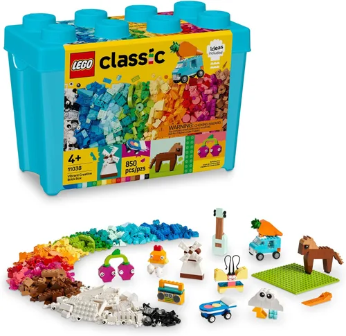LEGO Bloques de construcción clásicos y vibrantes de caja de ladrillos – Juguetes sensoriales y de aprendizaje para niños y niñas, a partir de 4