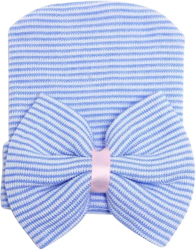 Miniatura 3 de Zando Gorro de hospital para recién nacidos con lazo grande gorro de invierno para bebés sombreros de recién nacidos para niñas y niños