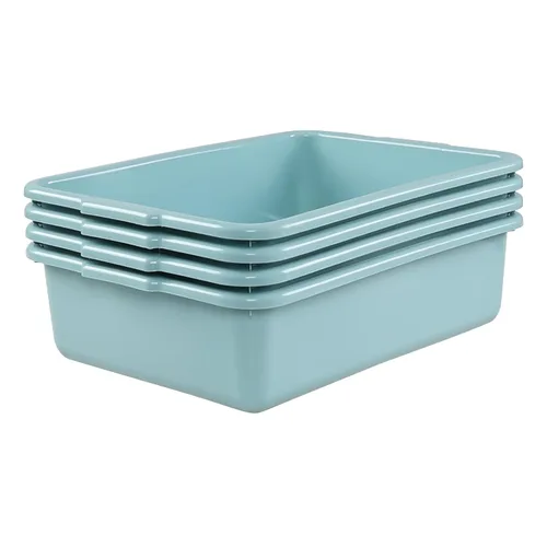 Miniatura 4 de Jekiyo 4 paquetes de 13 L tina de autobús comercial, lavabo de plástico para platos Verde