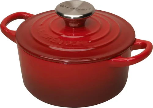 Le Creuset Mini cocotte de hierro fundido esmaltado con tapa, 1/3 cuartos de galón., Cerise