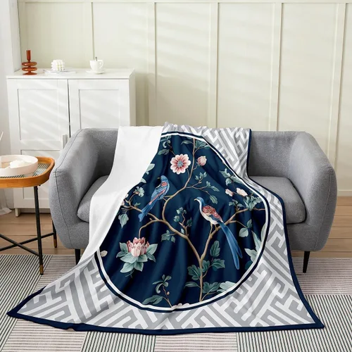 Miniatura 33 de Erosebridal Sketch Tree Flannel Blanket 40x50 Inch Vintage Farmhouse Fleece Blanket Grey Minimalist Mid Century Fuzzy Plush Throw French Country