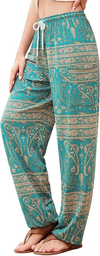 Miniatura 33 de QIANXIZHAN - Pantalones harem para mujer, pantalones palazzo hippie, joggers bohemios con bolsillos, ropa de yoga