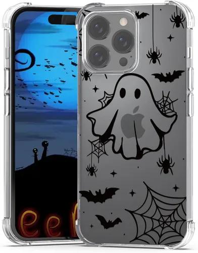Miniatura 10 de Funda de Halloween para Google Pixel 6A transparente con diseños de murciélagos fantasmas, funda para teléfono para niñas, elegante, delgada, a