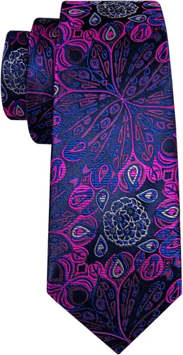 Miniatura 6 de YOHOWA Conjunto de corbata de boda para hombre, corbatas de cachemira con pañuelo, gemelos de seda formal para negocios
