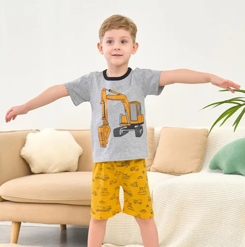 Miniatura 3 de Pijamas para niños, 100% algodón, 2 piezas, manga corta, conjunto de ropa de dormir de verano para niños, 3t-10t