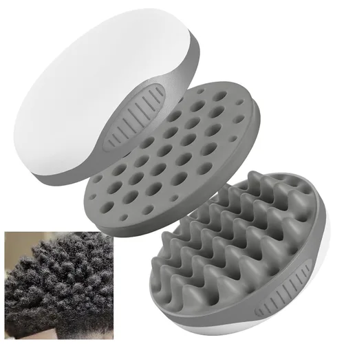 Miniatura 10 de WTTORDE Cepillo de silicona con peine de púa, peine rizado para rizos afro, rizador de agujeros pequeños para hombres, mujeres, niños y niñas, gris