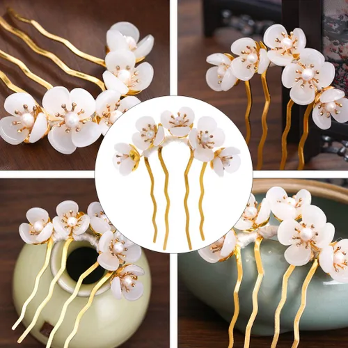 Miniatura 5 de Beaupretty Palos y alfileres de flores vintage, accesorios chinos clásicos para el cabello para mujeres y niñas