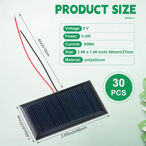 Miniatura 2 de Retisee 30 unidades de paneles solares pequeños, mini células solares policristalinas de 5 V 60 ma placa epoxi células fotovoltaicas módulo cargador