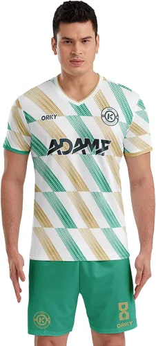 Los hombres modifican la camiseta de fútbol, personaliza tu propio equipo de fútbol, uniforme de entrenamiento de equipo semi profesional