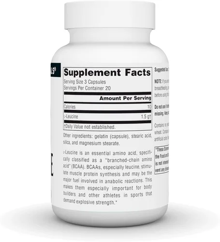 Miniatura 3 de Source Naturals L-leucina, un suplemento de aminoácidos esenciales de forma libre para apoyo energético*, 500 mg - 60 cápsulas