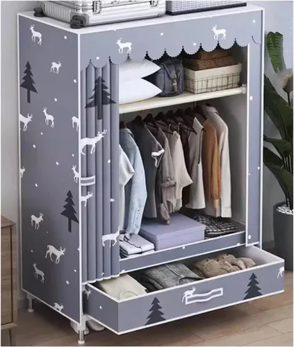 Miniatura 12 de Armarios grandes Armario portátil con cajón Armarios para dormitorio colgante de metal hierro ropa armario ahorra espacio armario ahorro de espacio